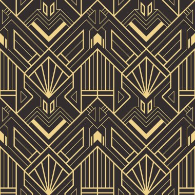 Vektör modern geometrik fayans deseni. Altın çizgili şekil. Soyut sanat deco kusursuz lüks arka plan.