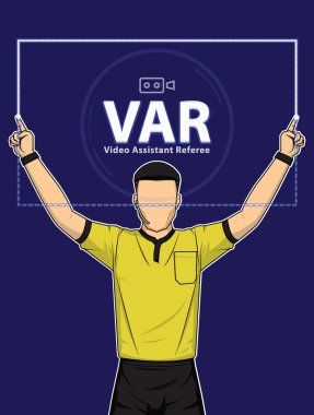 Football referee shows video assistant referees action. clipart