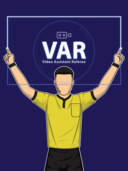 Football arbitre montre assistant vidéo arbitre action . — Image vectorielle