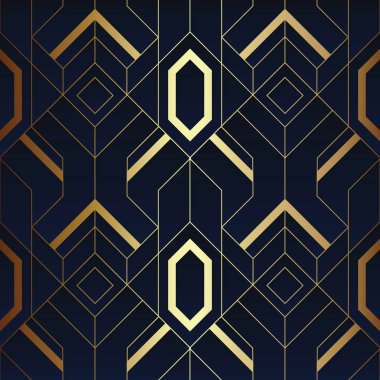 Soyut sanat lüks koyu kesintisiz mavi ve altın örnek