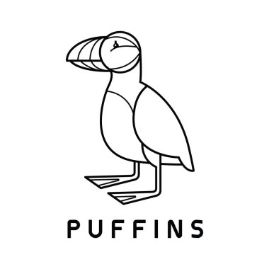 Puffins Logo tasarım vektör şablonu doğrusal stili