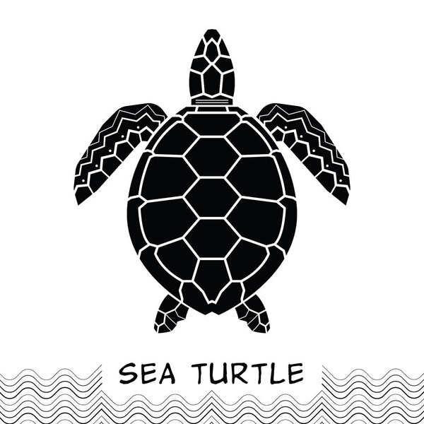 Икона морской черепахи. Векторная иллюстрация
