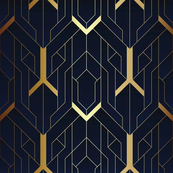 Abstrakte Kunst Luxus dunkel nahtlose blaue und goldene Muster — Stockvektor
