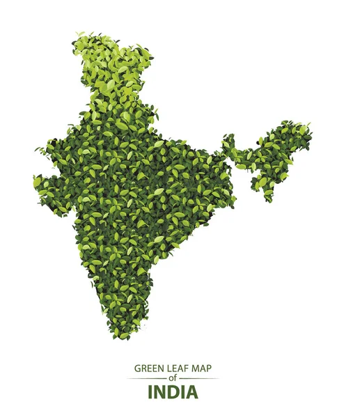 O mapa verde da folha da ilustração do vetor da Índia de uma floresta é conce — Vetor de Stock