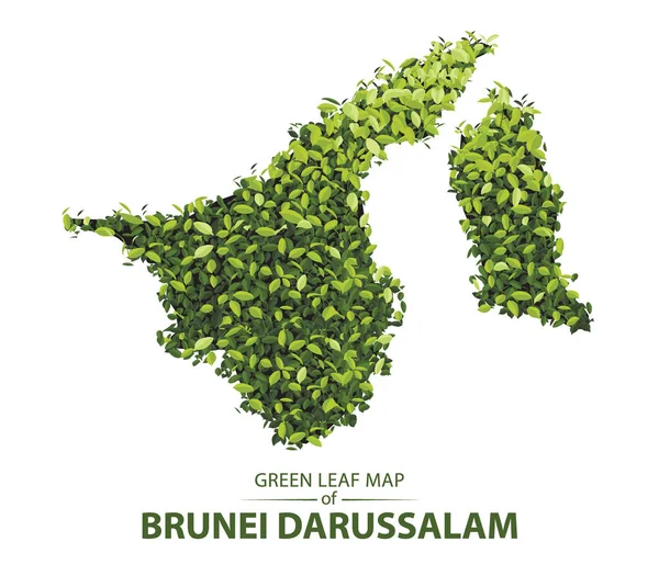 文莱达鲁萨兰国的绿叶图 — 图库矢量图片