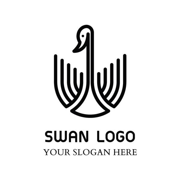 Schwan Logo Design Vektorschablone linearer Stil — Stockvektor