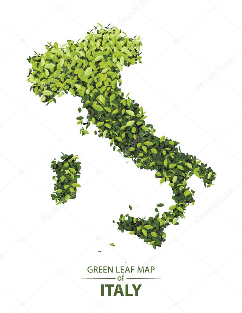 Green leaf map of italy vector illustration of a forest is conce