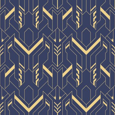 Soyut mavi art deco seamless modeli 14