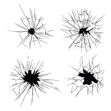 vektör cam çatlak kırma etkisi seti