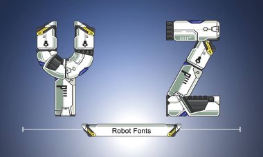Alfabe Robot fütüristik teknoloji tarzı bir dizi Yz