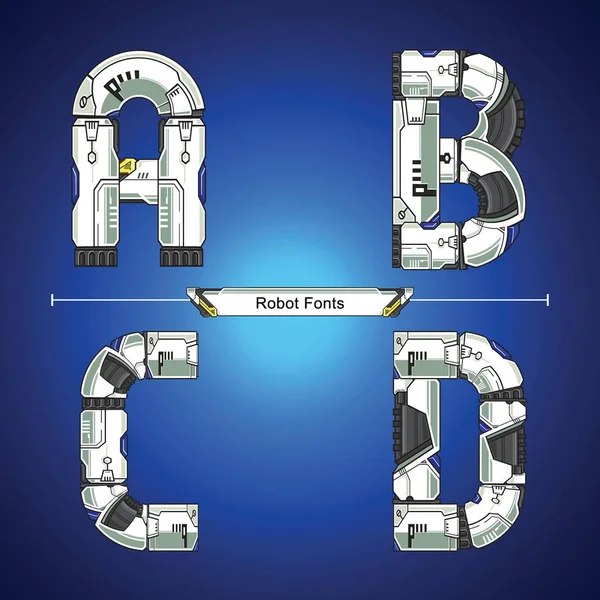 Alfabe Robot fütüristik teknoloji tarzı bir dizi Abcd — Stok Vektör