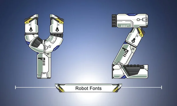 Alfabe Robot fütüristik teknoloji tarzı bir dizi Yz — Stok Vektör