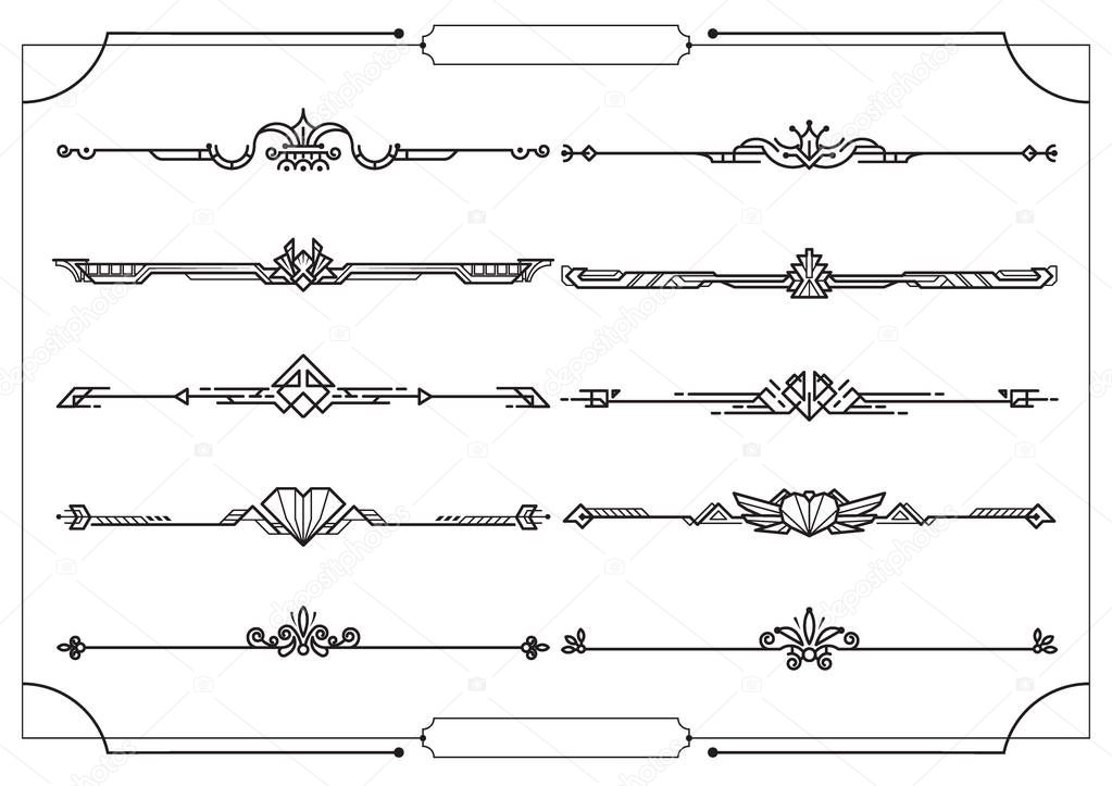 Set of dividers in border, vector decorative design elements 