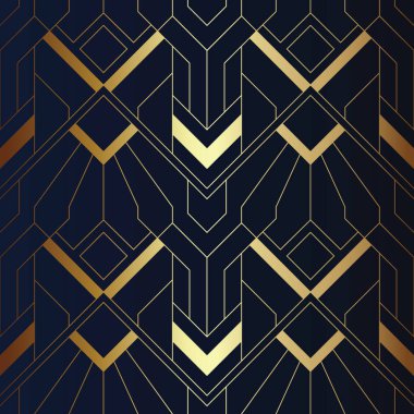 Soyut sanat dikişsiz mavi ve altın desen 21