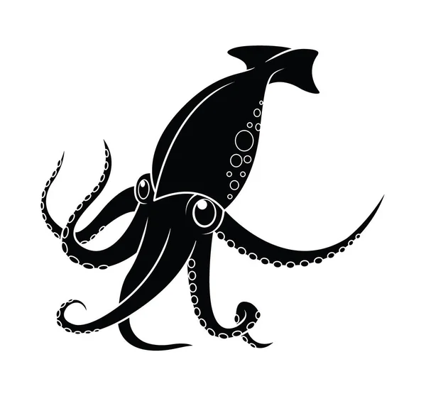 鱿鱼，章鱼和甲鱼剪影在图标 — 图库矢量图片