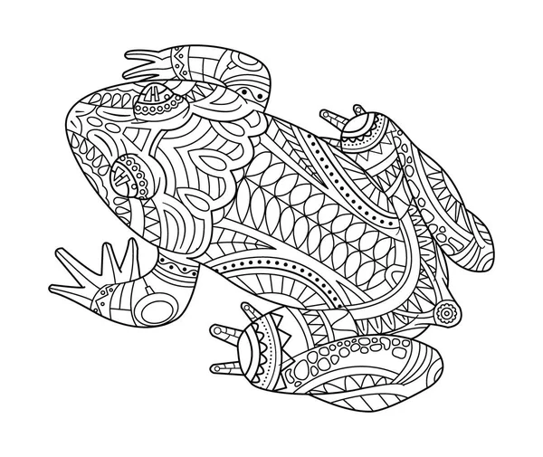 Handgezeichneter Frosch für Malbuch für Erwachsene — Stockvektor
