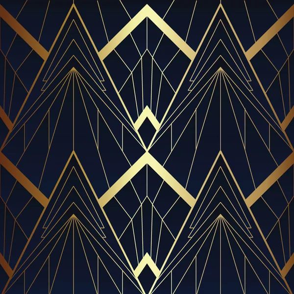 Abstracto art deco sin costuras azul y oro patrón 05 — Vector de stock