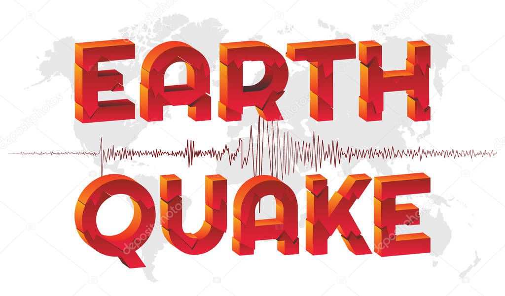 Earthquake on world map background.