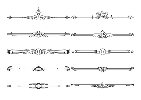 Conjunto de divisores em elementos de projeto decorativos de borda, vetoriais — Vetor de Stock