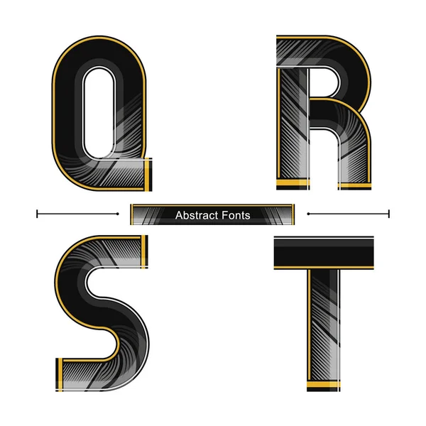 Alfabeto Estilo moderno abstracto de color negro en un conjunto QRST — Vector de stock