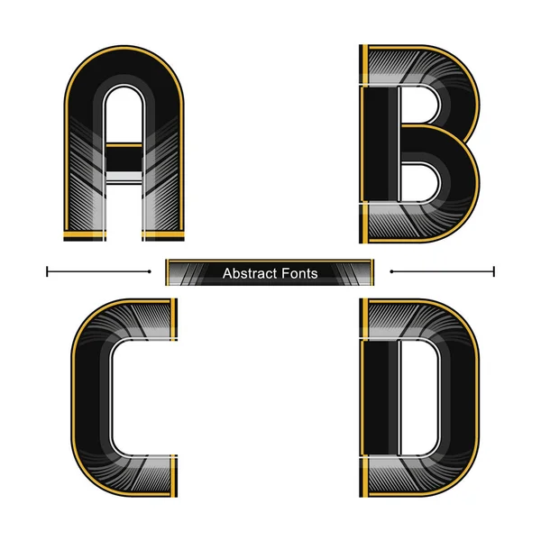 Alfabet moderne abstracte zwarte kleur stijl in een set ABCD — Stockvector