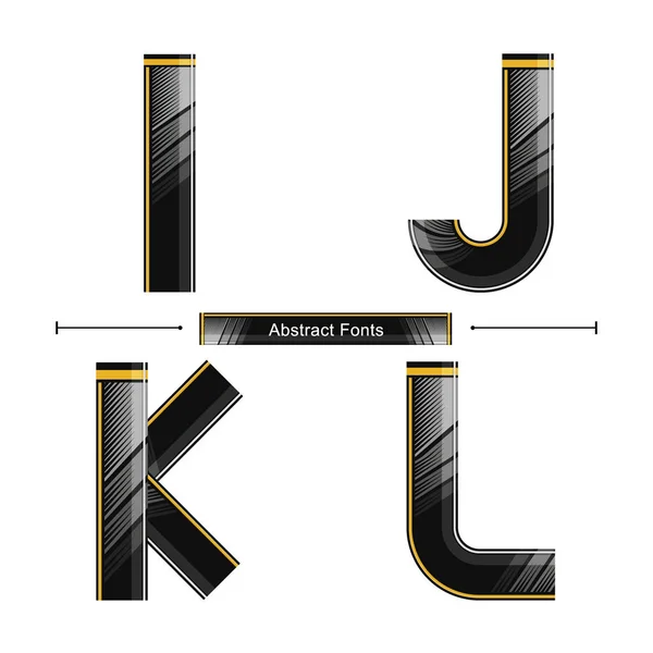 Alfabeto Estilo moderno abstracto de color negro en un conjunto IJKL — Vector de stock