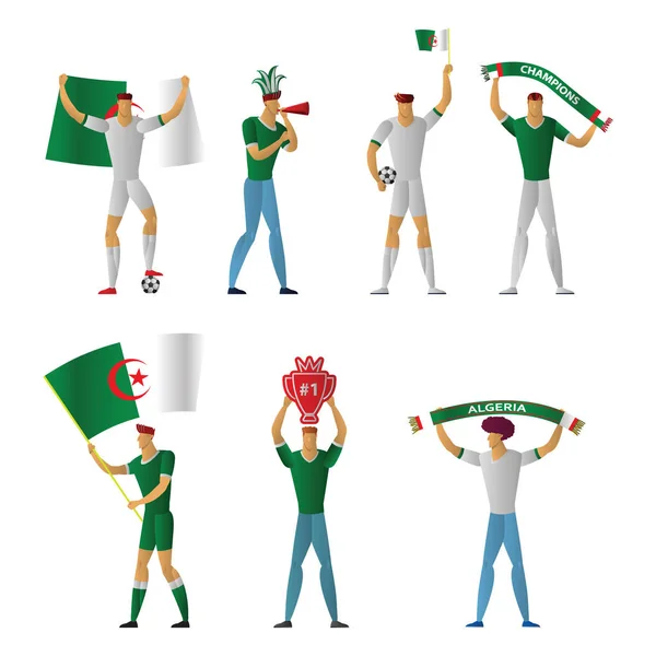 Algeria football fans Cheerful soccer — Stock Vector