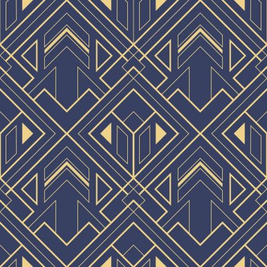 Mavi arka planda soyut sanat deco geometrik fayans desen