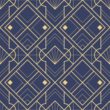 Mavi arka planda soyut sanat deco geometrik fayans desen