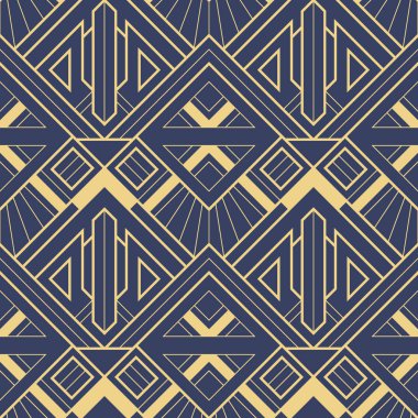 Mavi arka planda soyut sanat deco geometrik fayans desen