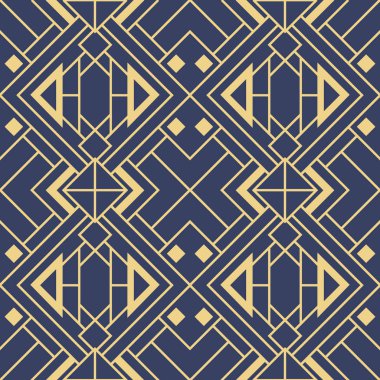 Mavi arka planda soyut sanat deco geometrik fayans desen