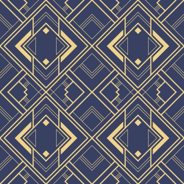 Soyut art deco mavi geometrik karolar desen.