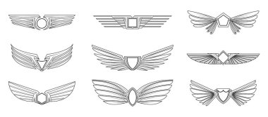 Wings Icon Logo Şablon Vektör Seti