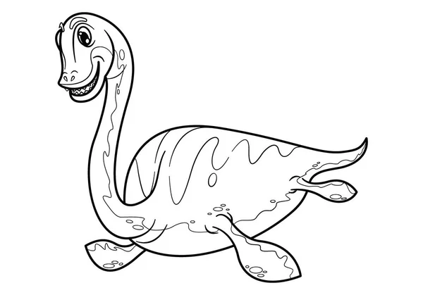 Lindo personaje de dinosaurio de dibujos animados elasmosaurus — Vector de stock