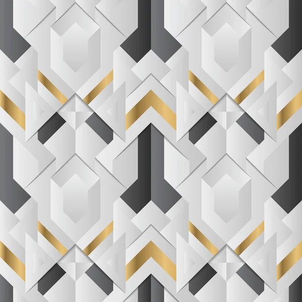 Abstrait art déco carreaux géométriques modernes motif doré bordé sh — Image vectorielle