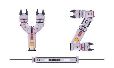 Alfabe Tipografi Font 3d Robot tarzı bir dizi Yz