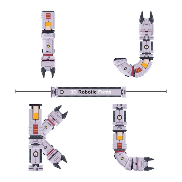 Alfabe Tipografi Font 3d Robot tarzı bir dizi Ijkl — Stok Vektör