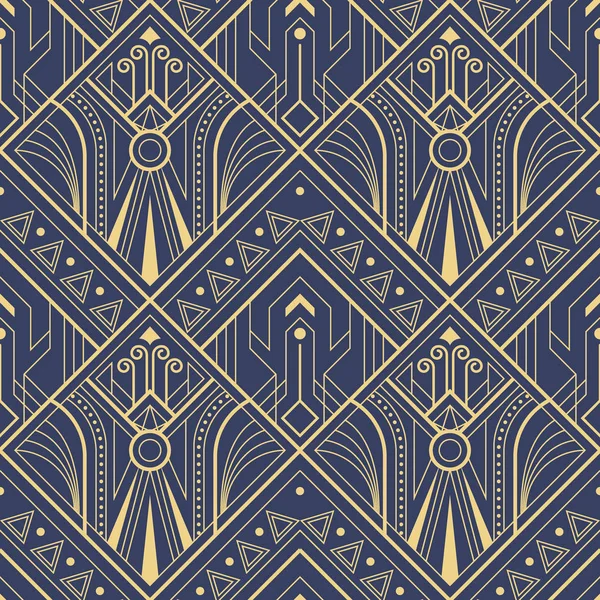 Diseño abstracto de azulejos geométricos art deco sobre fondo azul — Archivo Imágenes Vectoriales