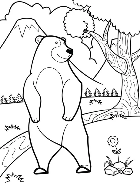 かわいいクマのぬりえページベクトル — ストックベクタ