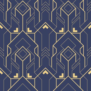 Mavi arka planda soyut sanat deco geometrik fayans desen