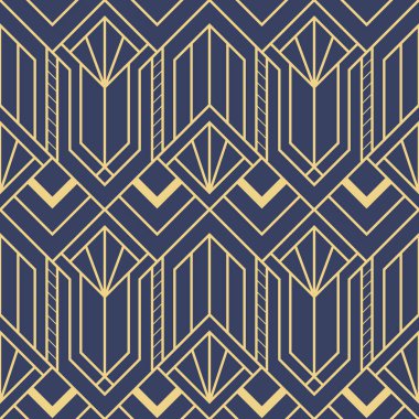 Mavi arka planda soyut sanat deco geometrik fayans desen