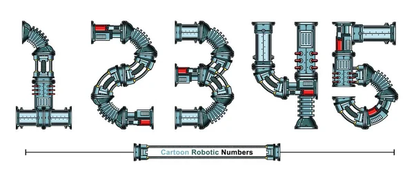 Számok Tipográfia Betűtípus Robotic style in a set 12345 — Stock Vector