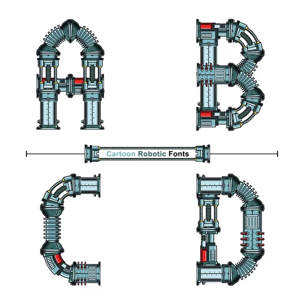 Abcd kümesindeki alfabe Tipografi Yazı Tipi Robot Biçimi — Stok Vektör