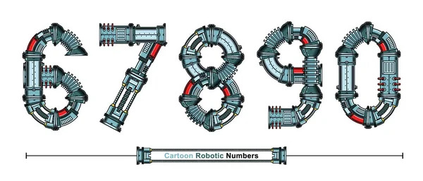 Numaralar Tipografi Yazı Tipi Robotik stili bir set 67890 — Stok Vektör