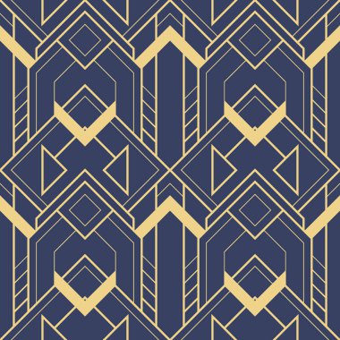 Mavi arka planda soyut sanat deco geometrik fayans desen