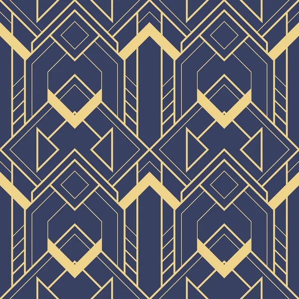 Modèle abstrait de tuiles géométriques art déco sur fond bleu — Image vectorielle