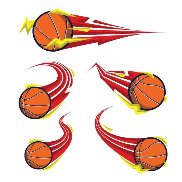 Basketball auf Symbolen rote Donner Geschwindigkeit eingestellt — Stockvektor
