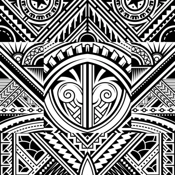 Estilo Polinesio Tatuaje Tribal Tela Vector Patrón Sin Costura — Archivo Imágenes Vectoriales