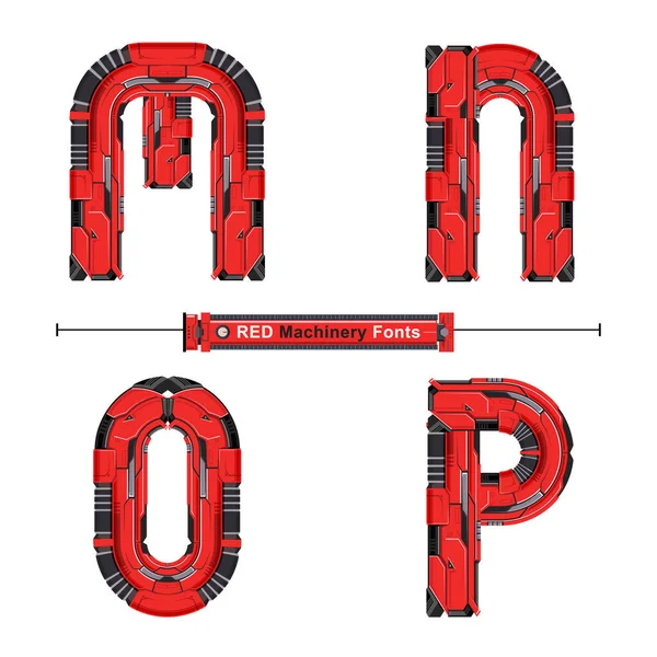 Alfabeto Gráfico Vectorial Conjunto Con Fuente Abstracta Maquinaria Roja Diseño — Archivo Imágenes Vectoriales