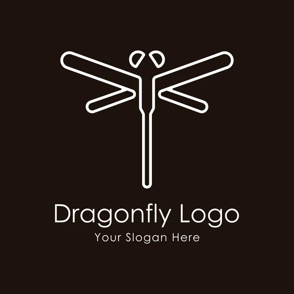 Dragonfly Lyx Och Minimalistisk Logotyp Design Mall Linjär Stil Vektor — Stock vektor